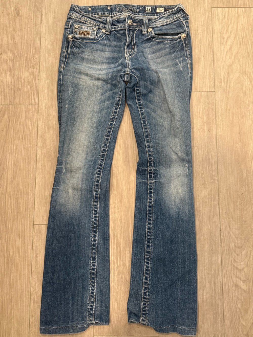 Y2K Miss Me Women's Faded Blue Boot Cut Jeans